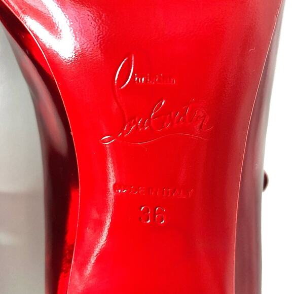 Christian Louboutin Miss Jane 55 Iridescent Patent Red Maryjane Pumps 36 - Picture 7 of 7
